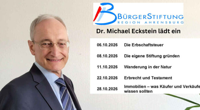 BürgerStiftung Region Ahrensburg lädt ein: Fünf Veranstaltungen im Oktober 2026