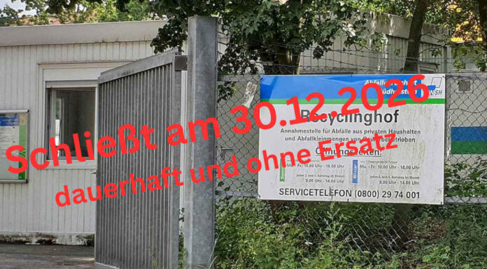 Stapelfeld: Abfallwirtschaft Südholstein schließt Recyclinghof am 30.12.2026